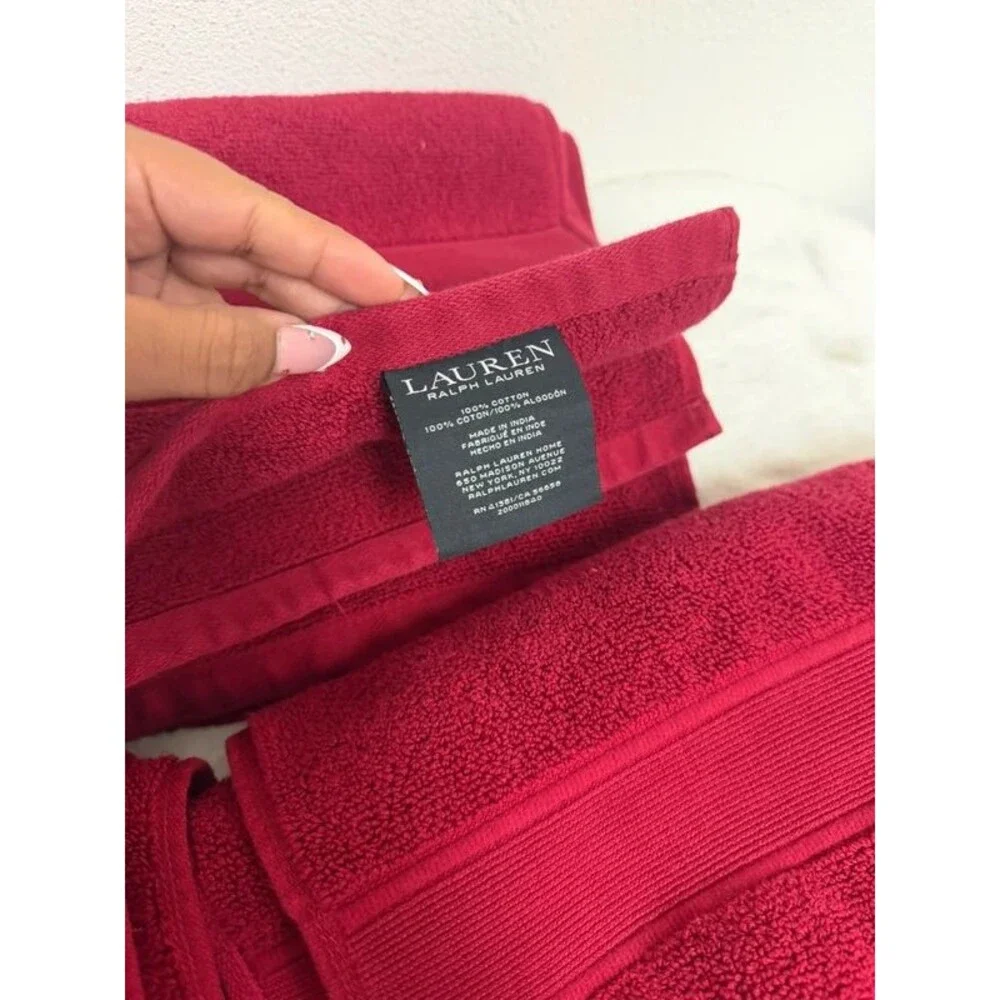 2 Lauren Ralph Lauren Bath Rugs + 1 Hand Towel LRL